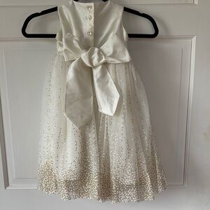 David's Bridal White and Gold Flower Girl Dress 2T